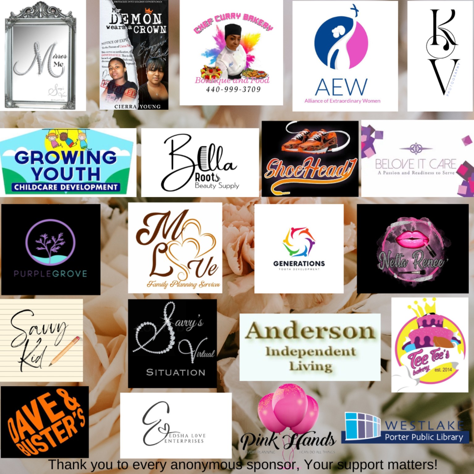 Collage of businesses, organizations and community supporters